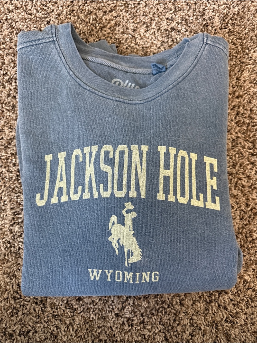 Blue 84 Jackson Hole Wyoming Crewneck - Slate Blue with Cream Print
